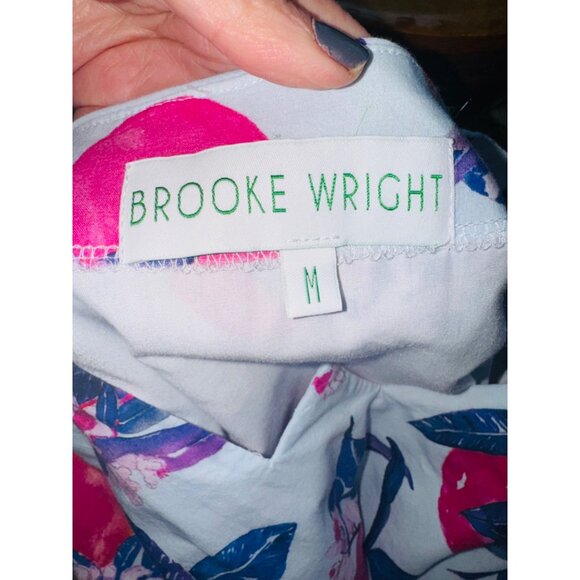 Brooke Wright Cotton Floral Print Apron Style Dress W/ Pockets M Artsy Resort - Picture 7 of 12